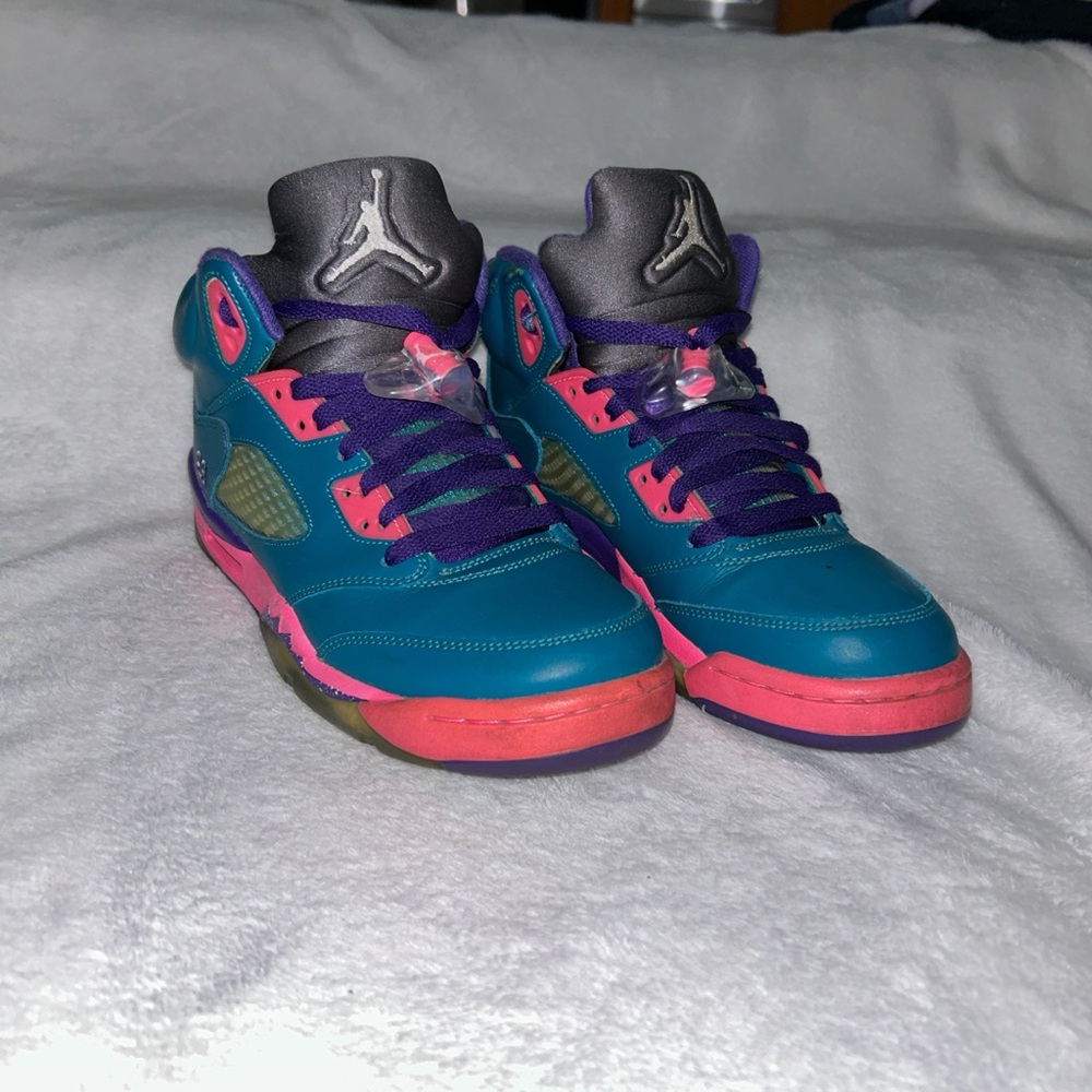 Jordan Women's Sneakers in Teal, Pink, and Purple
